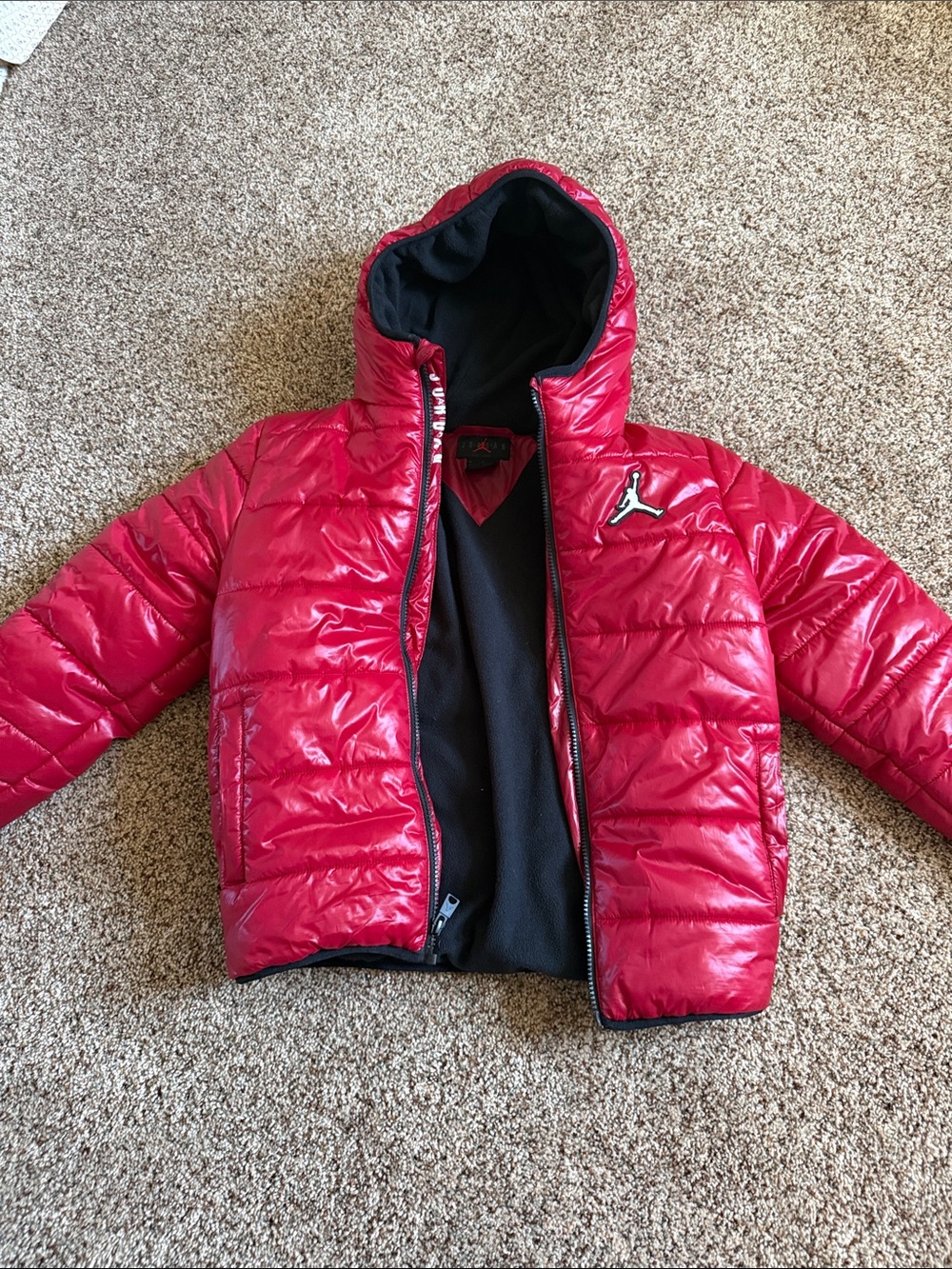 Jordan Boys' Red Quilted Puffer Jacket with Hood